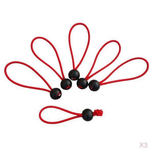 18 Pcs Heavy Duty Ball Cord Tarp Tent Rope 4/6'' Red 6 Inch