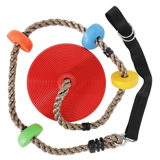 ZENSTYLE Tree Swing Climbing Rope with Platforms for Kids Disc Swing Seat Set W/ Hanging Strap Durable Outdoor