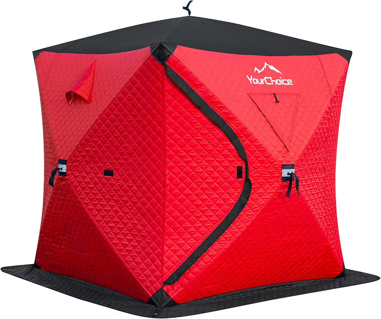 ZHANHAO Pop Up 3-4 Person Ice Fishing Shelter, Fully Insulated Ice Fishing Shelter, with Insulated Layer to Windproof and Warm Ice Fishing Tent, Function Upgrades Ice Fishing Gear and Equipment