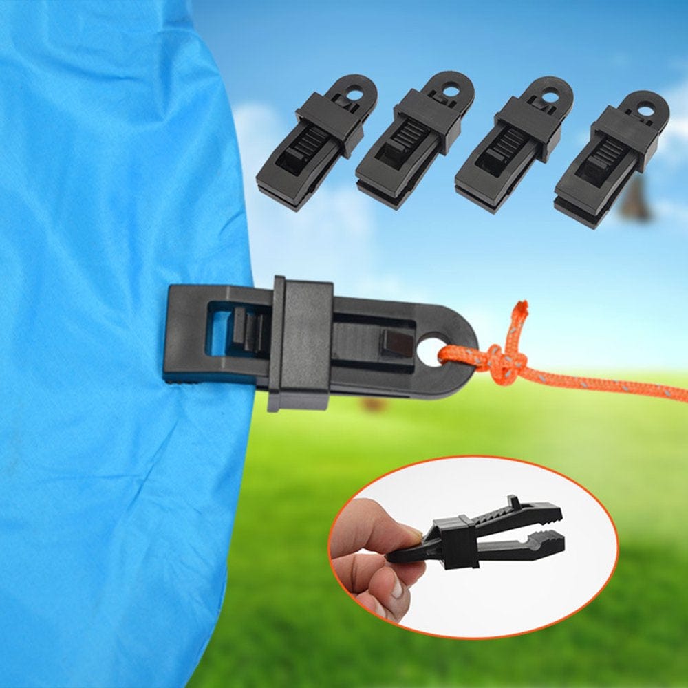 Ylmarket 10Pcs Hanging Hole Serrated Jaw Tent Clips Strong Grip Outdoor Mountaineering Windproof Clamps for Mountain Climbing Yellow